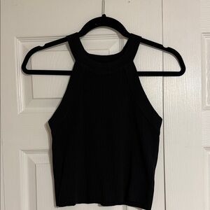 She + Sky Black Halter Crop Top